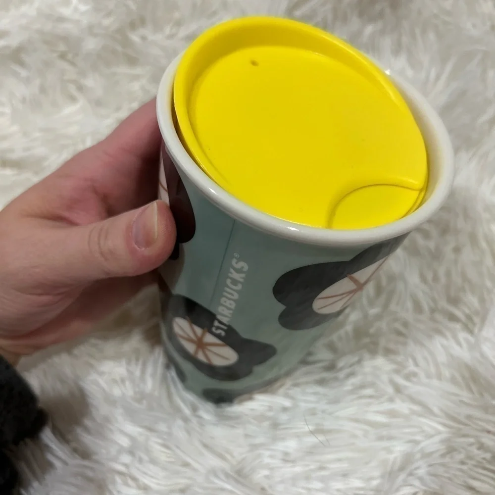 Starbucks Green Spring Black Floral Travel Mug